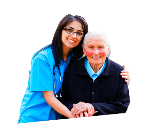 caregiver hugging patient