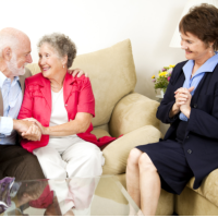 caregiver talking to patient