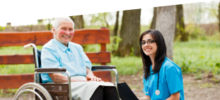 caregiver and patient smiling